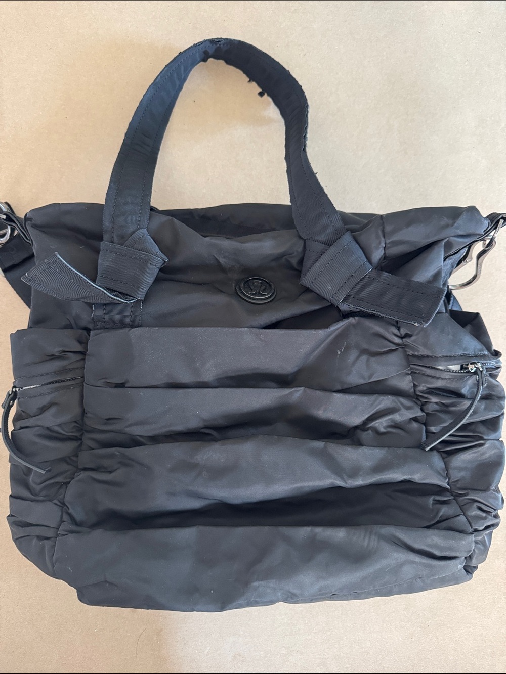 Lululemon Black Puffer Tote Bag - Lightweight Quilted Carryall-Pre-loved see pic